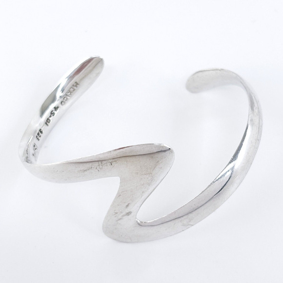 Vintage OuiSi Mexico Taxco TS-01 Sterling Silver 925 Zigzag Cuff Bracelet 6" - Picture 3 of 10